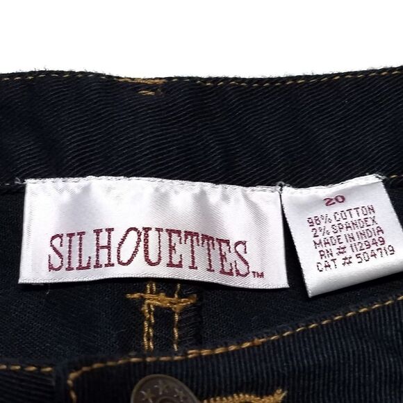 Retro Y2K Volup Silhouettes Black Denim Gold Embroidered Boot Cut Jeans 20 - Picture 9 of 9